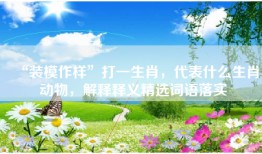 “装模作样”打一生肖，代表什么生肖动物，解释释义精选词语落实
