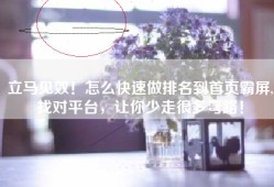 立马见效！怎么快速做排名到首页霸屏,找对平台，让你少走很多弯路！