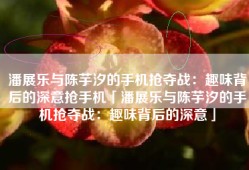 潘展乐与陈芋汐的手机抢夺战：趣味背后的深意抢手机「潘展乐与陈芋汐的手机抢夺战：趣味背后的深意」
