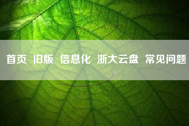 首页  旧版  信息化  浙大云盘  常见问题