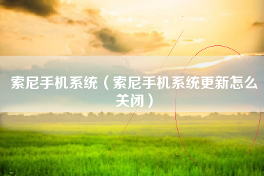 索尼手机系统（索尼手机系统更新怎么关闭）